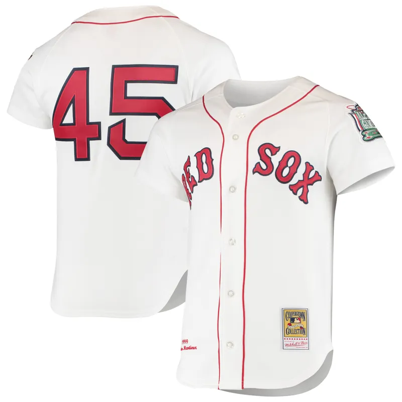 Boston Red Sox Jersey Pedro Martinez White 1999 Cooperstown Collection Home Jersey