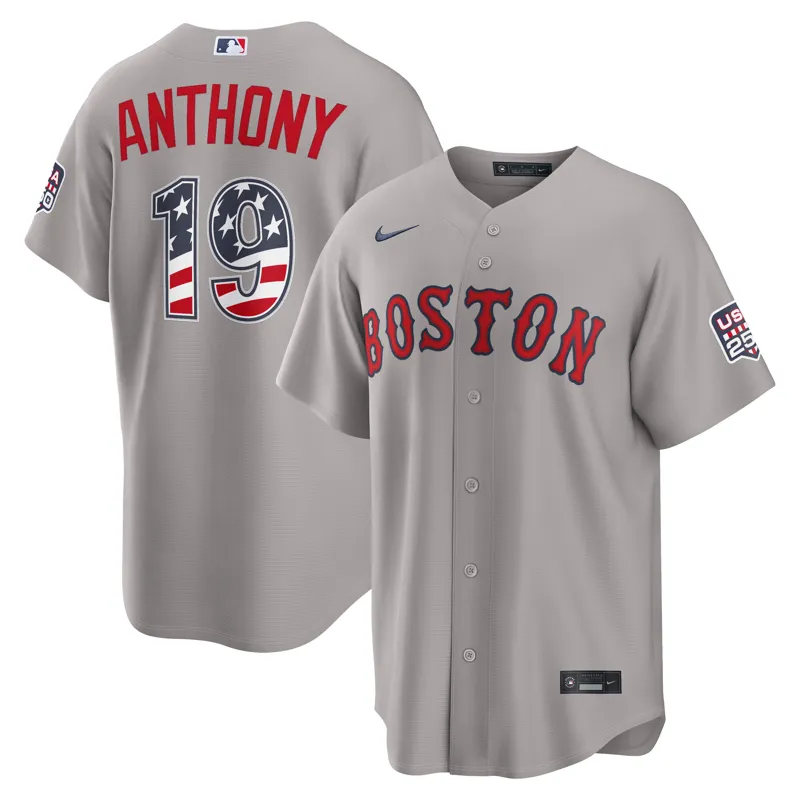 Boston Red Sox Jersey Roman Anthony Gray Usa 250 4th Of July Road Stadium Jersey