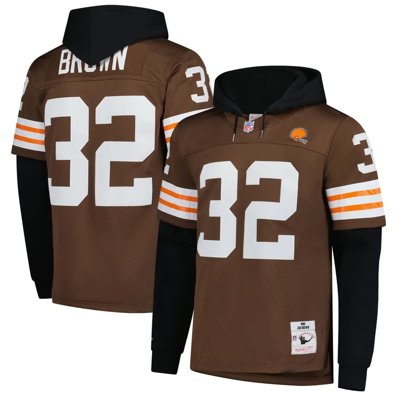 Cleveland Browns Jersey Jim Brown Brown Player Name & Hoodie Legacy Jersey