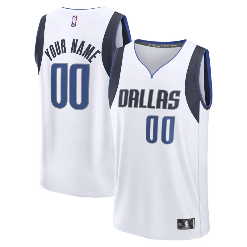 Dallas Mavericks Jersey White Fast Break Custom Association Jersey