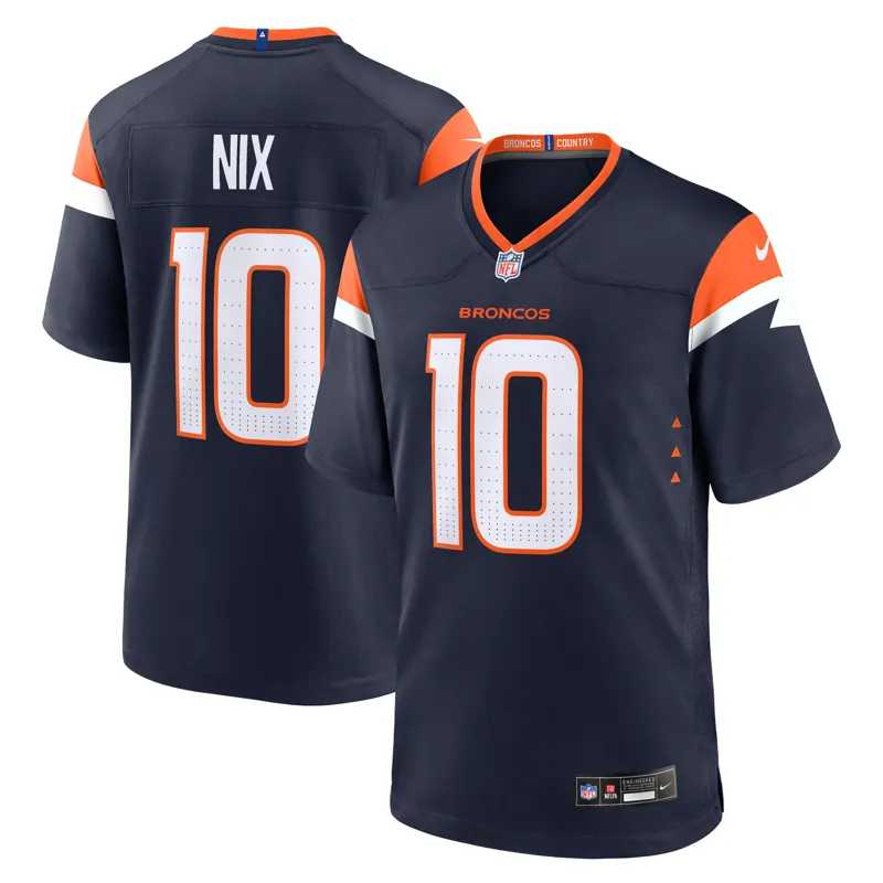 Denver Broncos Jersey Bo Nix Navy Alternate Game Jersey - Image 2