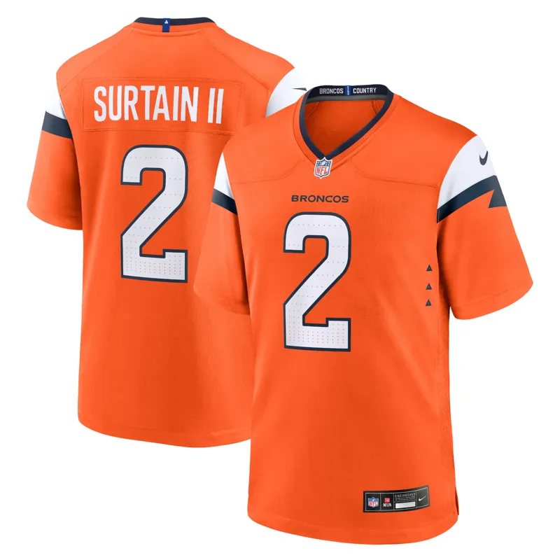 Denver Broncos Jersey Patrick Surtain Ii Orange Team Game Jersey