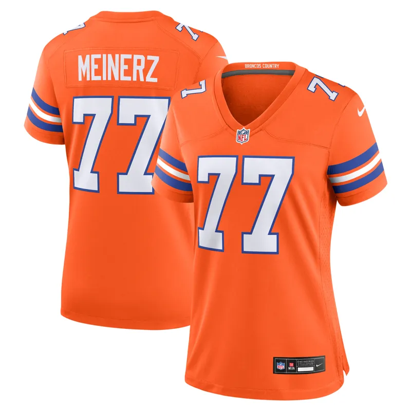 Denver Broncos Jersey Quinn Meinerz Orange Mile High Collection 1977 Throwback Player Game Jersey