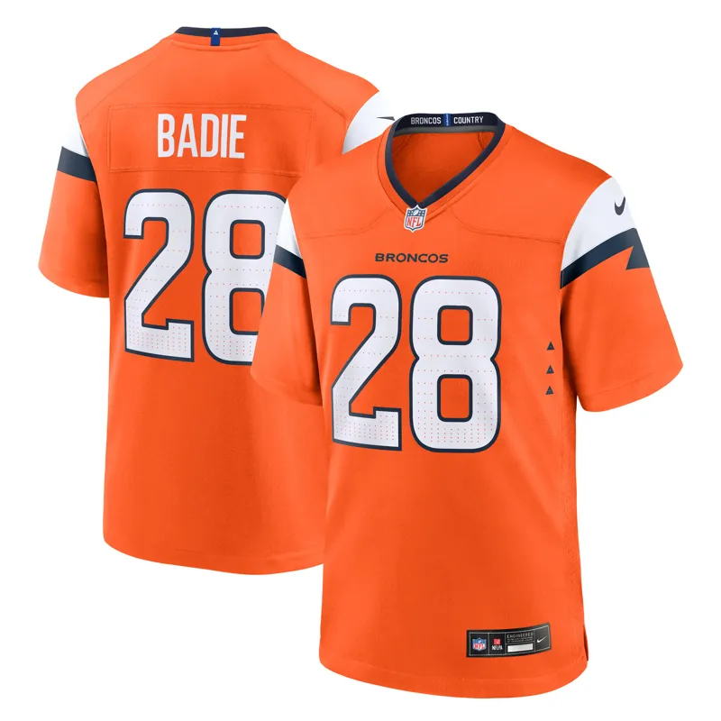 Denver Broncos Jersey Tyler Badie Orange Team Game Jersey