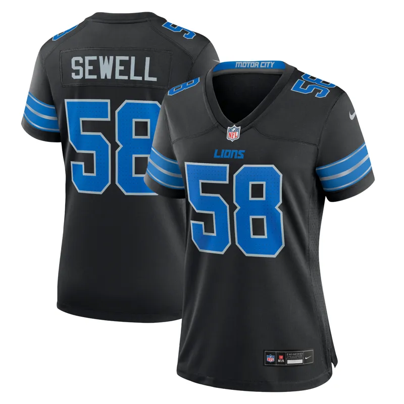 Detroit Lions Jersey Penei Sewell Black 2nd Alternate Game Jersey
