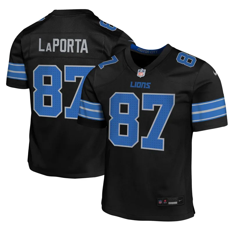 Detroit Lions Jersey Sam Laporta Black Game Jersey - Image 3
