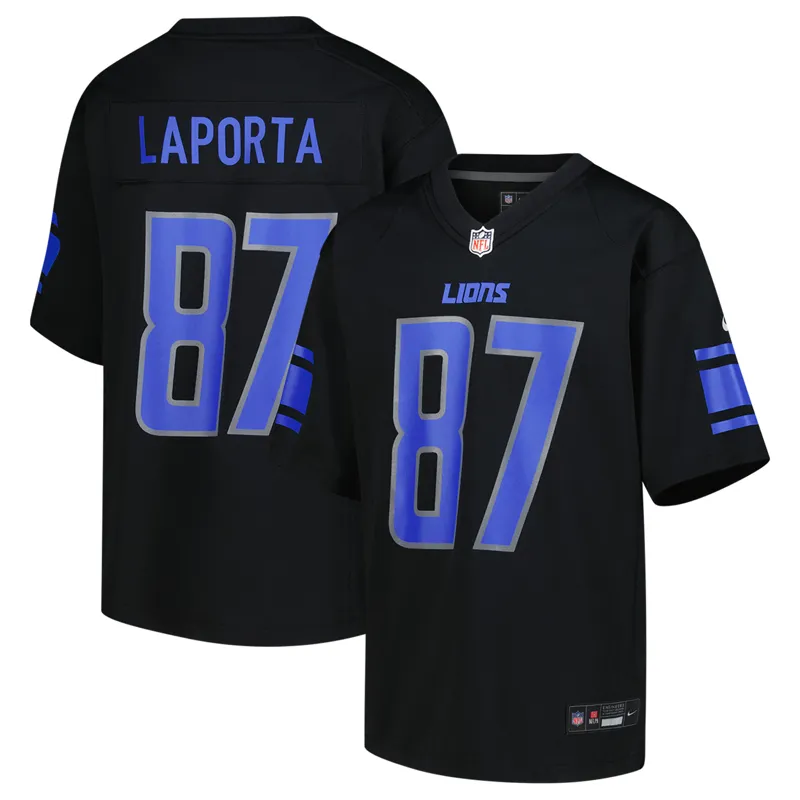 Detroit Lions Jersey Sam Laporta Black Game Jersey