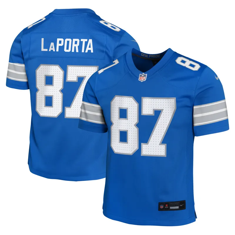 Detroit Lions Jersey Sam Laporta Blue Game Jersey