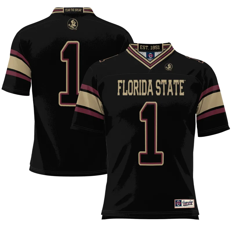 Florida State Seminoles Jersey Black On The Clock Full Button Jersey - Image 4