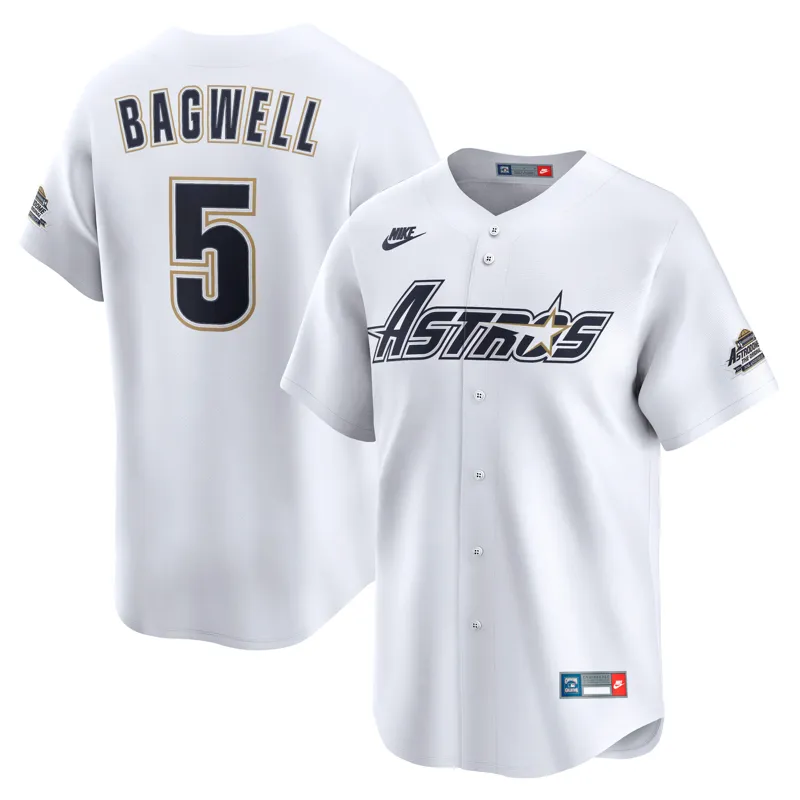 Houston Astros Jersey Jeff Bagwell White Throwback Cooperstown Collection Limited Jersey - Image 2