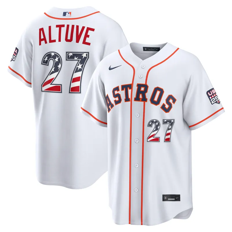 Houston Astros Jersey Jose Altuve White Usa 250 4th Of July Home Jersey - Image 2