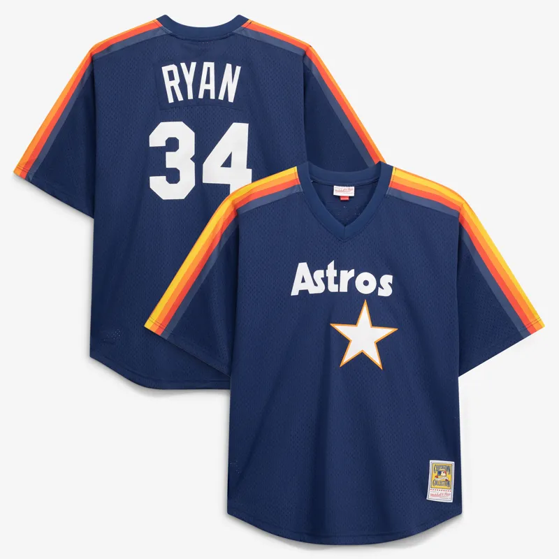 Houston Astros Jersey Nolan Ryan Navy Cooperstown Collection Big & Tall Mesh Batting Practice Jersey