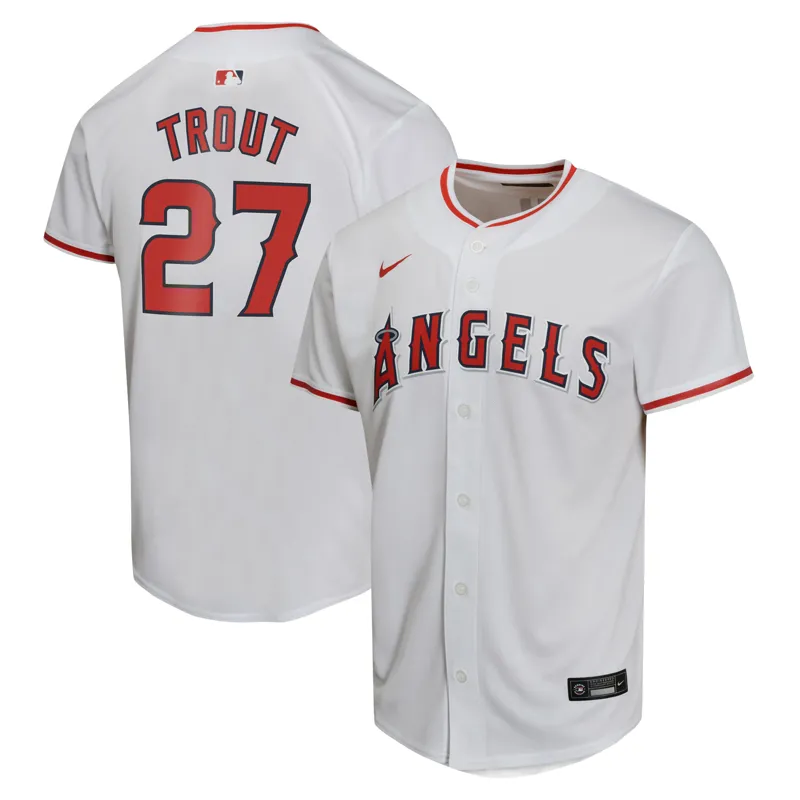 Los Angeles Angels Jersey Mike Trout White Home Game Player Jersey