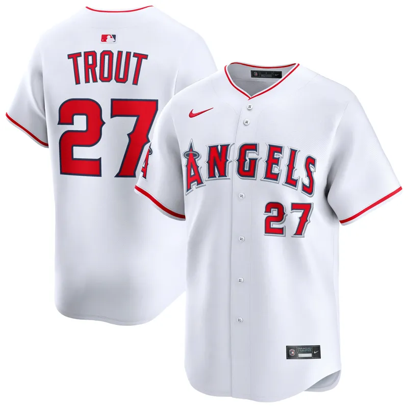 Los Angeles Angels Jersey Mike Trout White Home Game Player Jersey - Image 5