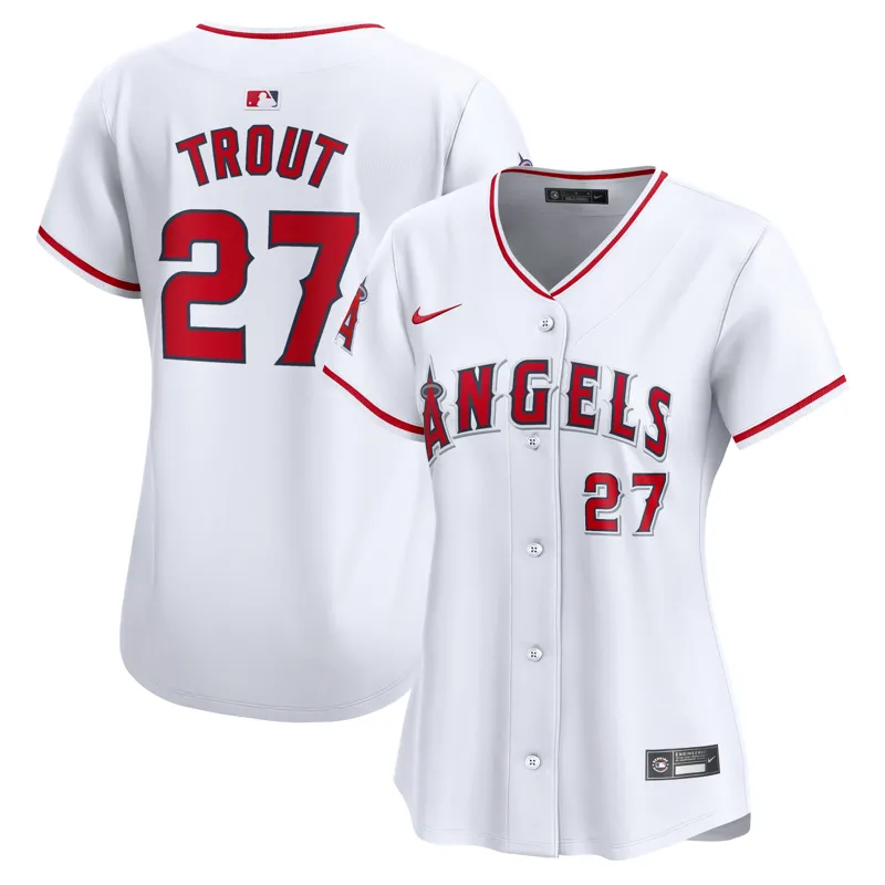 Los Angeles Angels Jersey Mike Trout White Home Game Player Jersey - Image 4
