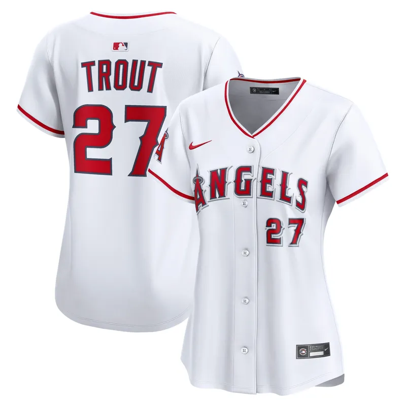 Los Angeles Angels Jersey Mike Trout White Home Game Player Jersey - Image 3
