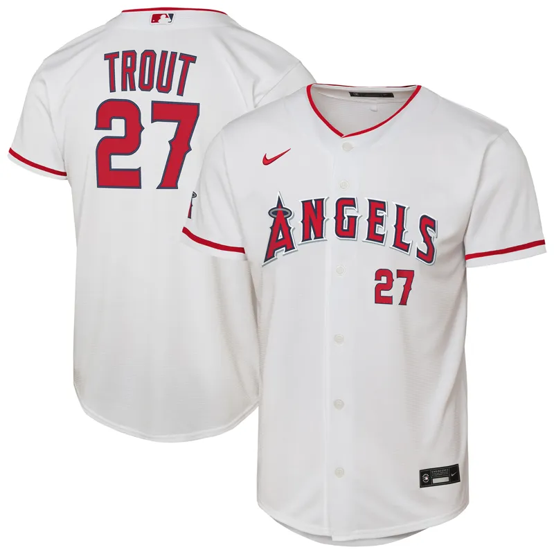 Los Angeles Angels Jersey Mike Trout White Home Player Jersey - Image 5