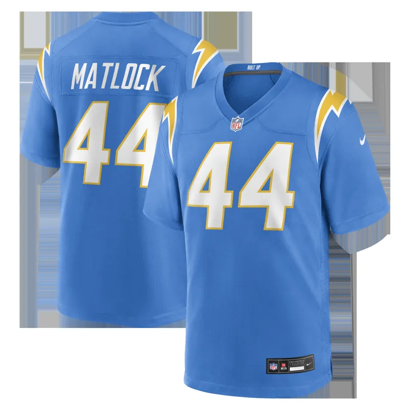 Los Angeles Chargers Jersey Scott Matlock Powder Blue Team Game Jersey - Image 2