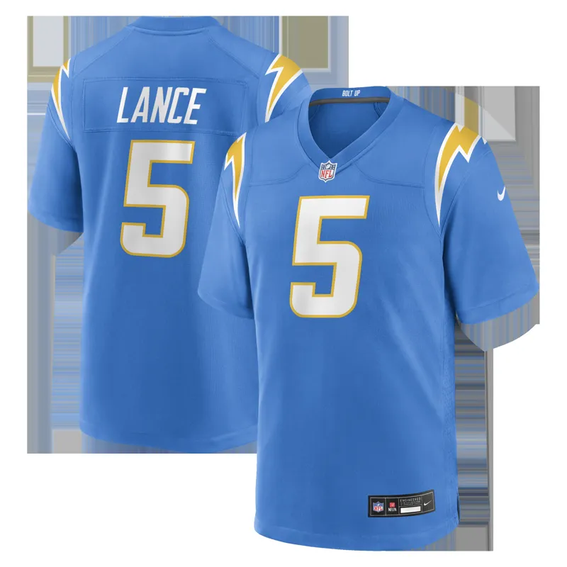 Los Angeles Chargers Jersey Trey Lance Powder Blue Team Game Jersey