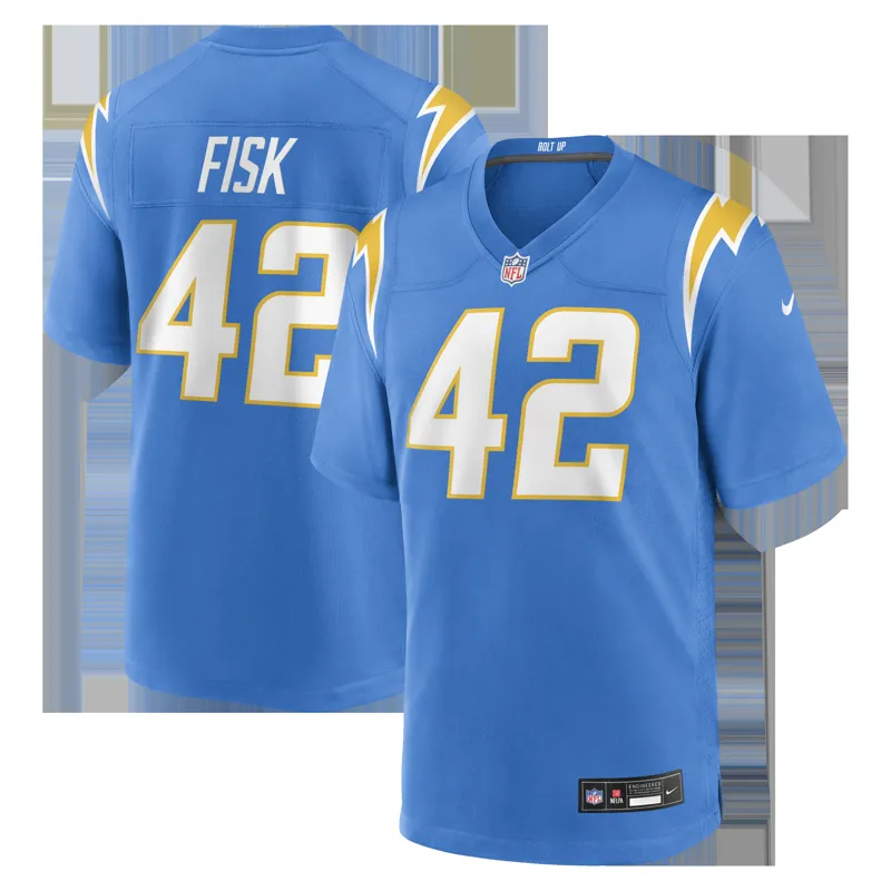 Los Angeles Chargers Jersey Tucker Fisk Powder Blue Team Game Jersey - Image 2