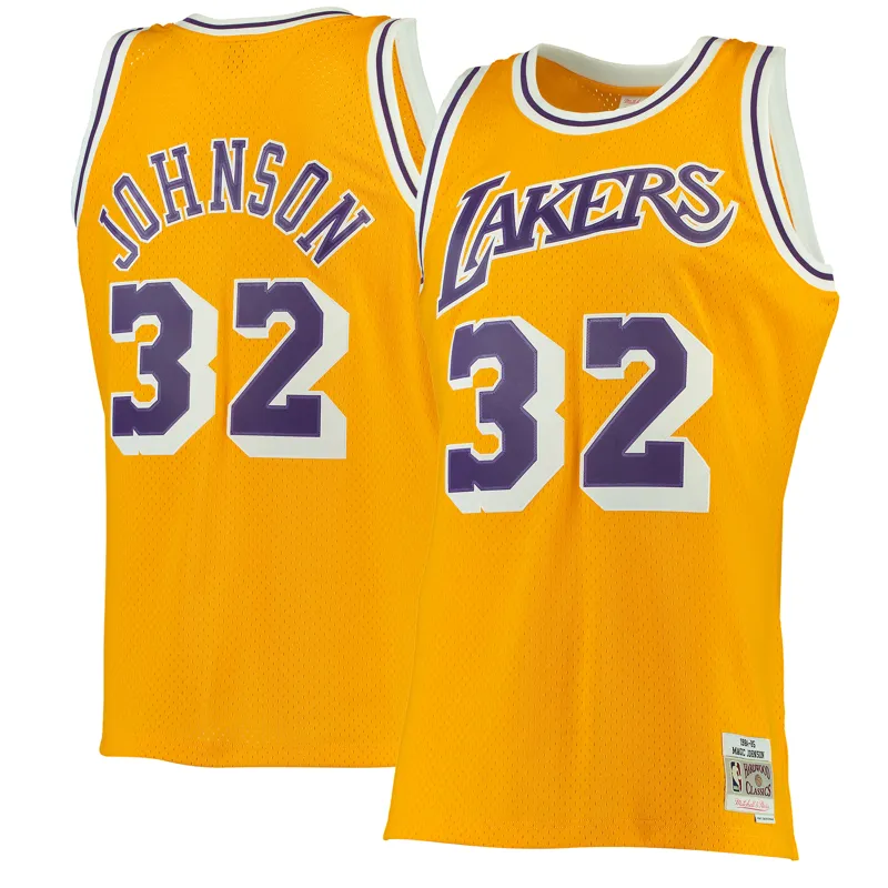 Los Angeles Lakers Jersey Magic Johnson Gold 1984-85 Hardwood Classics Swingman Jersey