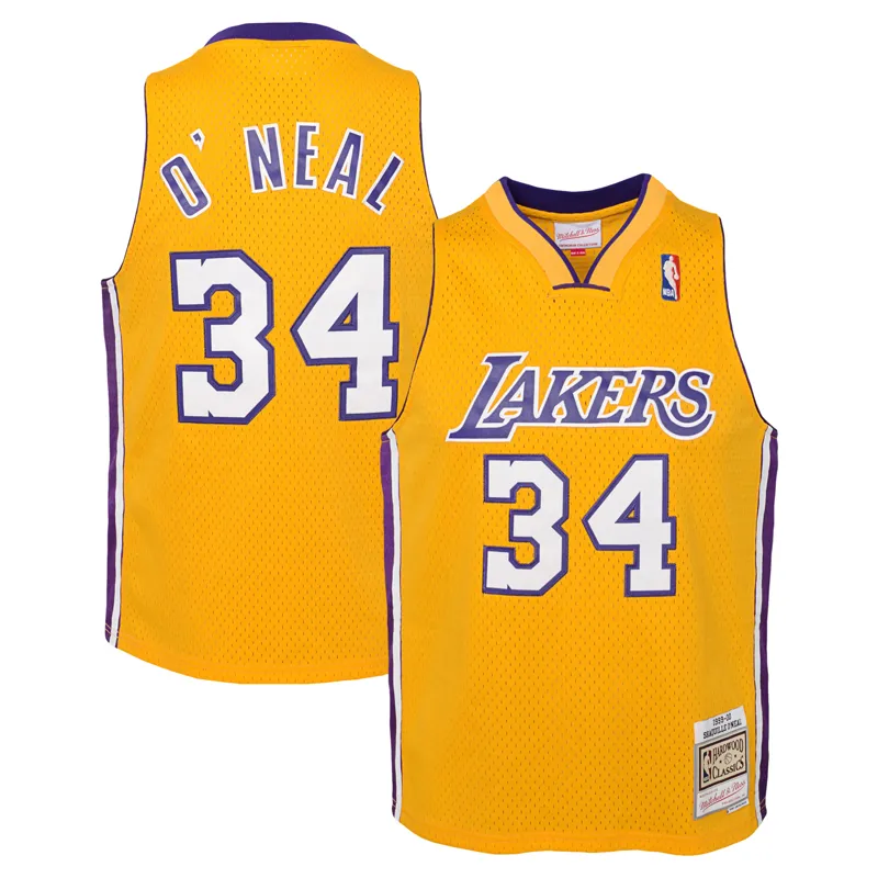 Los Angeles Lakers Jersey Shaquille Oneal Gold 1996-97 Hardwood Classics Swingman Jersey - Image 2