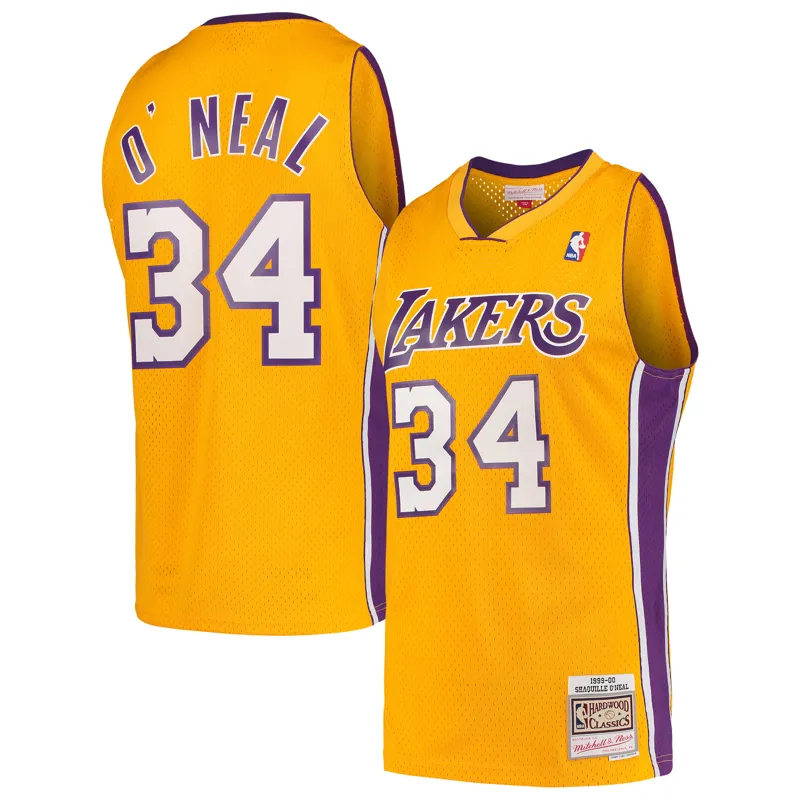 Los Angeles Lakers Jersey Shaquille Oneal Gold 1996-97 Hardwood Classics Swingman Jersey - Image 4