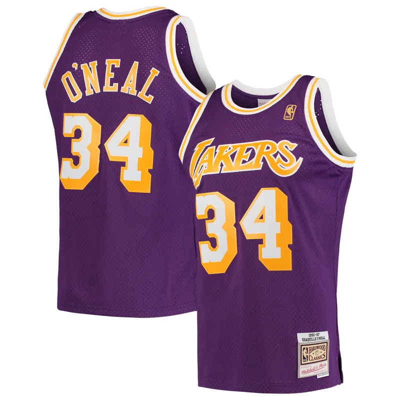 Los Angeles Lakers Jersey Shaquille Oneal Purple Hardwood Classics Swingman Jersey