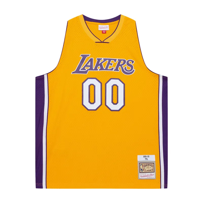 Los Angeles Lakers Jersey White Head Coach Pinstripe Mesh Full Button Jersey - Image 5