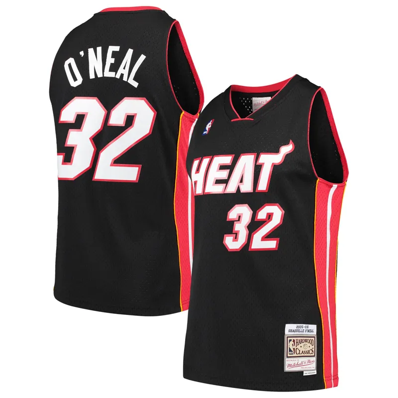 Miami Heat Jersey Shaquille Oneal Black Hardwood Classics Swingman Jersey