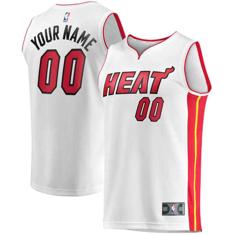 Miami Heat Jersey White Fast Break Custom Association Edition Jersey