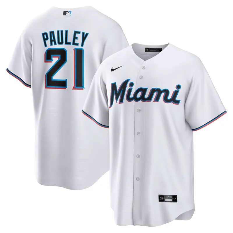 Miami Marlins Jersey Graham Pauley White Home Jersey