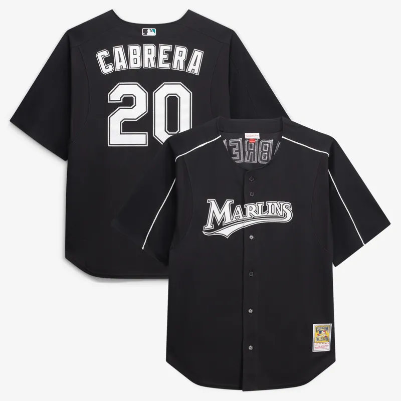 Miami Marlins Jersey Miguel Cabrera Black Big & Tall Cooperstown Mesh Batting Practice Jersey
