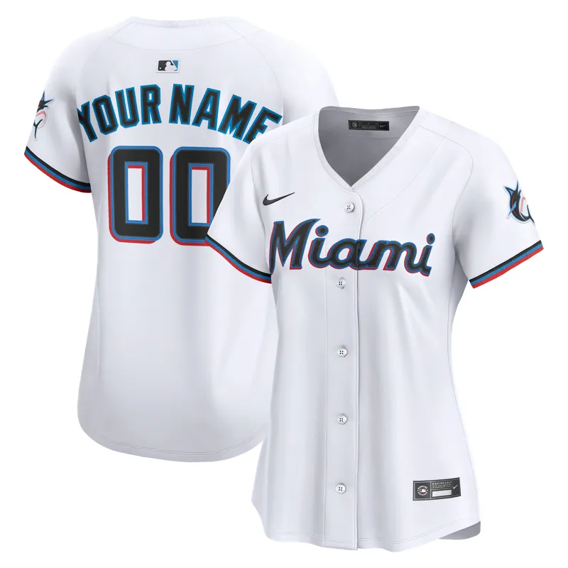 Miami Marlins Jersey White Home Limited Custom Jersey
