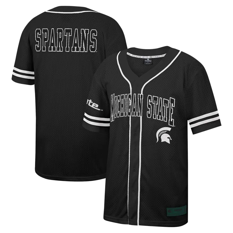Michigan State Spartans Jersey Colosseum Black Free Spirited Mesh Button Up Jersey