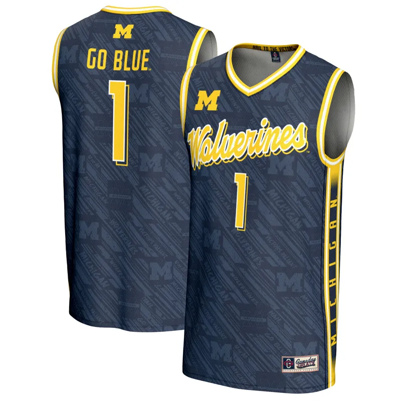 Michigan Wolverines Jersey Gameday Greats #1 Navy Highlight Print Jersey - Image 4
