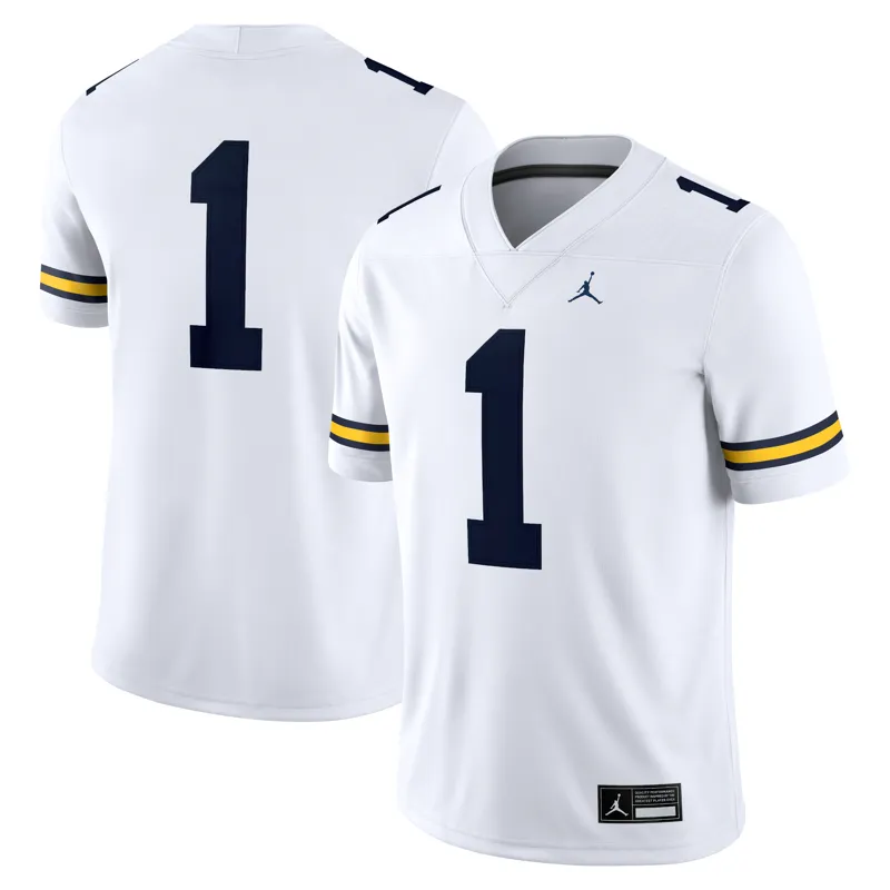 Michigan Wolverines Jersey Jordan Brand #1 White Game Jersey