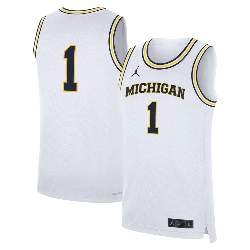 Michigan Wolverines Jersey Jordan Brand Navy Road Jersey - Image 3