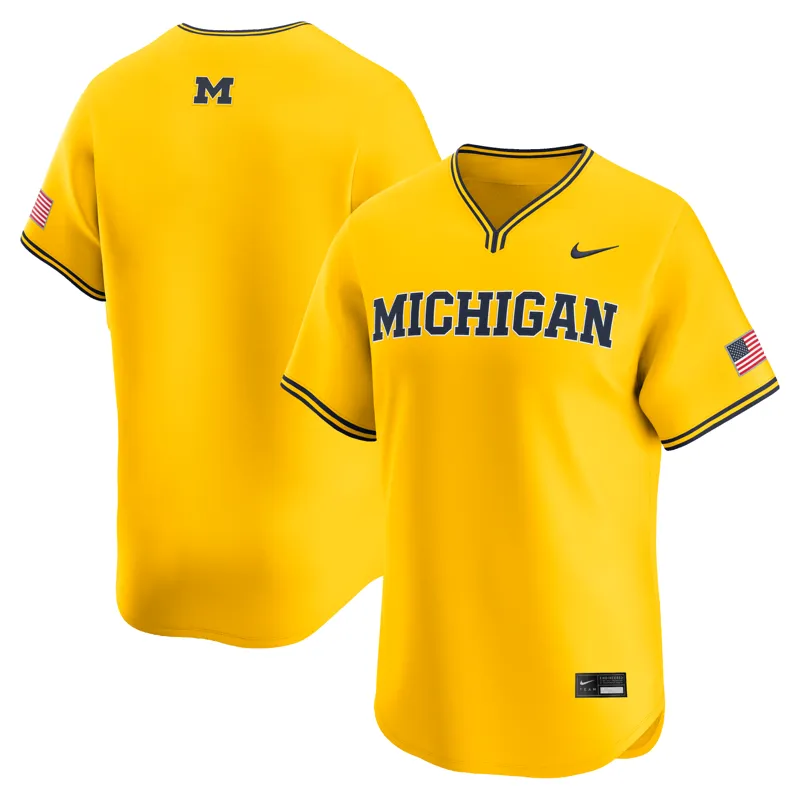 Michigan Wolverines Jersey Jordan Brand Navy Road Jersey - Image 4