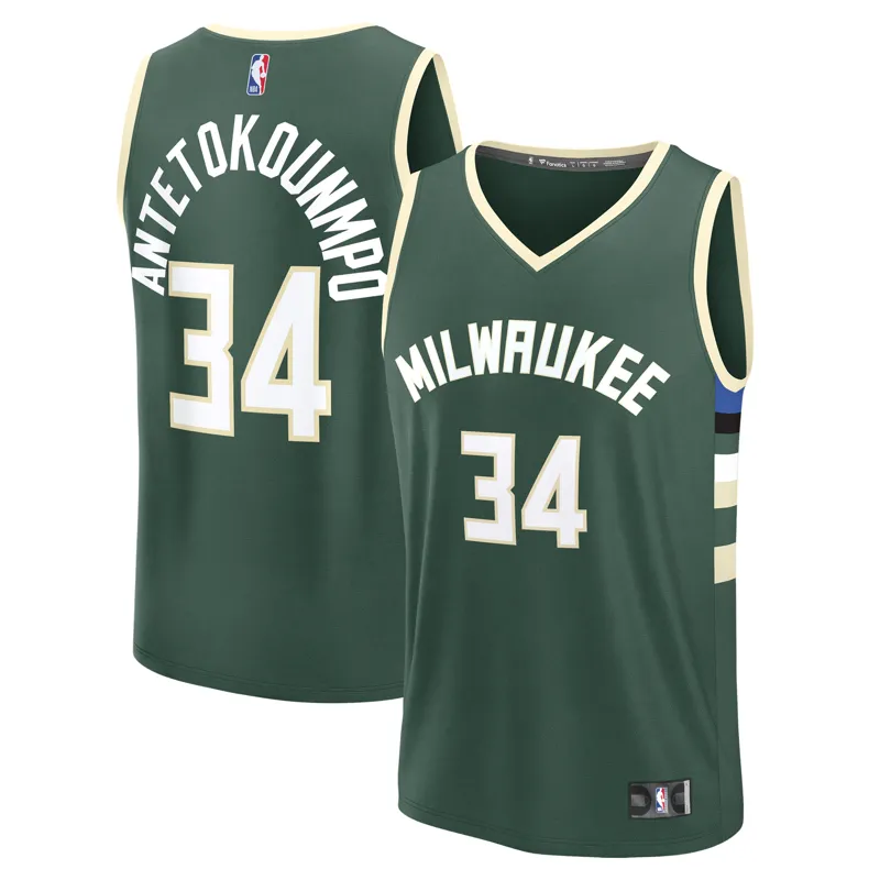 Milwaukee Bucks Jersey Giannis Antetokounmpo Hunter Green Fast Break Player Icon Edition Jersey