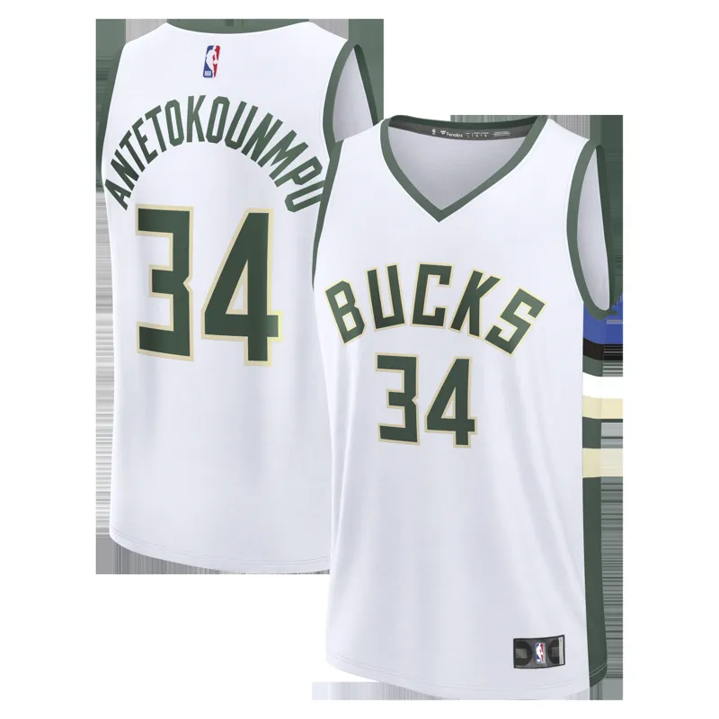 Milwaukee Bucks Jersey Giannis Antetokounmpo White Fast Break Player Association Edition Jersey