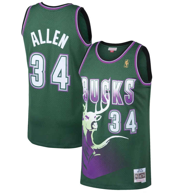 Milwaukee Bucks Jersey Ray Allen Green 1996-97 Hardwood Classics Swingman Jersey - Image 3