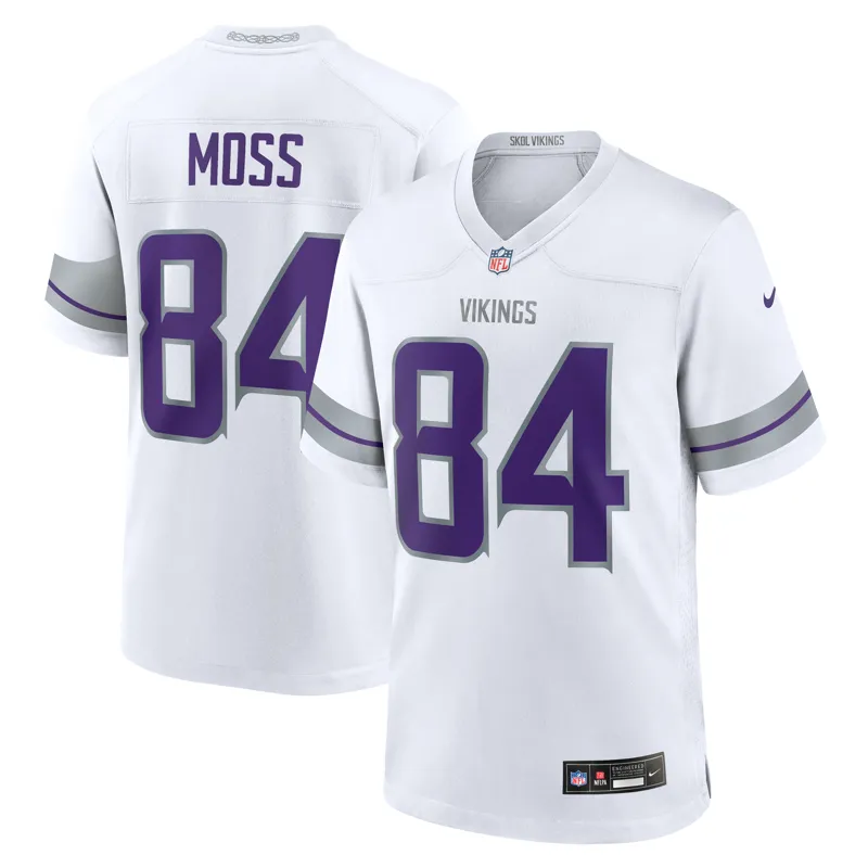 Minnesota Vikings Jersey Randy Moss White Alternate Retired Player Game Jersey