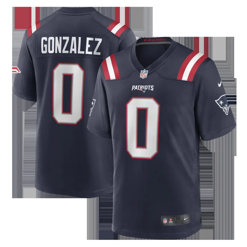 New England Patriots Jersey Christian Gonzalez Navy Team Game Jersey
