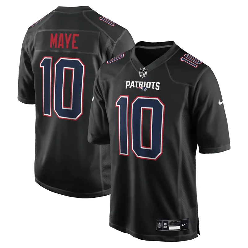 New England Patriots Jersey Drake Maye Black Super Bowl Lx Patch Carbon Game Jersey - Image 4