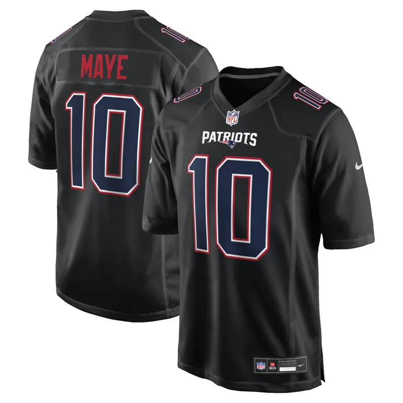 New England Patriots Jersey Drake Maye Black Super Bowl Lx Patch Carbon Game Jersey - Image 2
