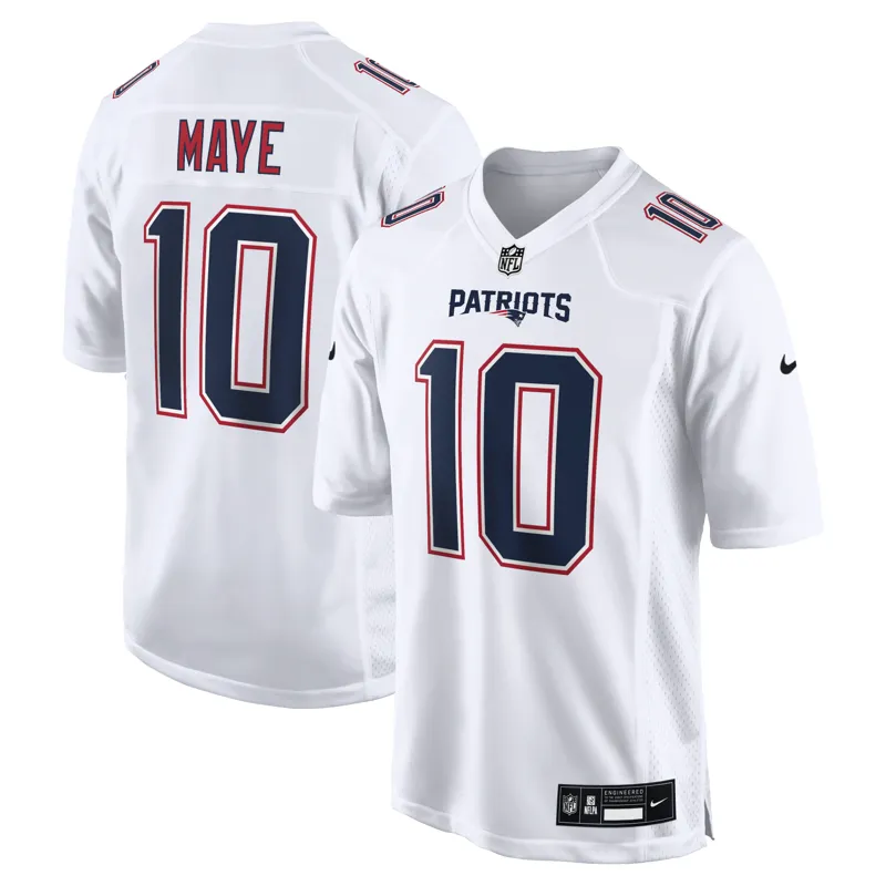 New England Patriots Jersey Drake Maye Tundra White Game Jersey