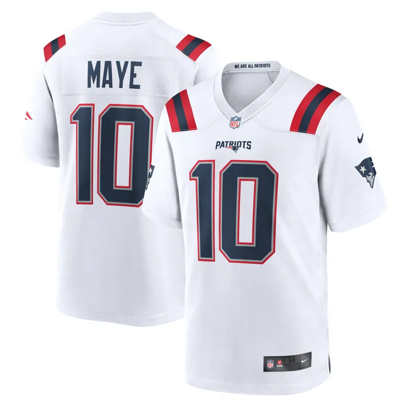 New England Patriots Jersey Drake Maye Tundra White Game Jersey - Image 3