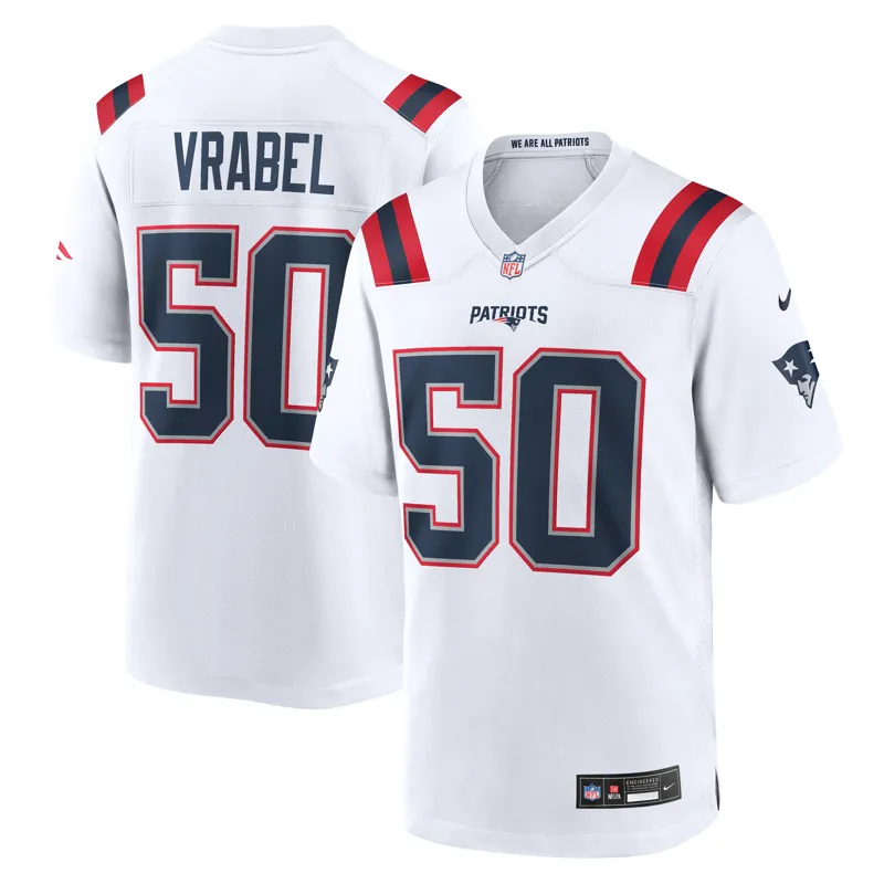 New England Patriots Jersey Mike Vrabel White Retired Player Game Jersey