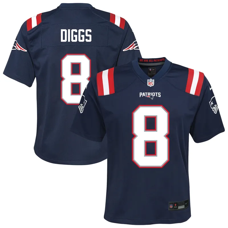 New England Patriots Jersey Romeo Doubs Navy Game Jersey - Image 3
